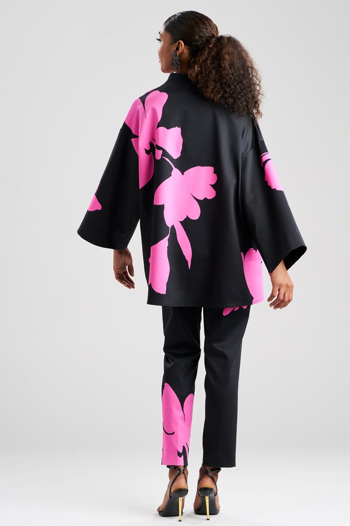 Peony Cotton Chino Coat Fresh Pink/Black Natori