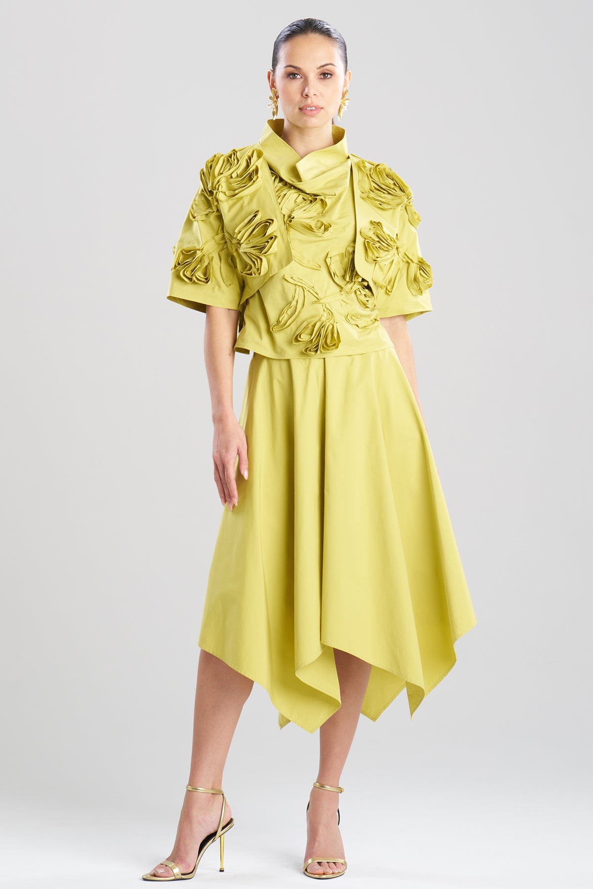Tech Cotton Taffeta 3D Embroidered Bolero Chartreuse Natori