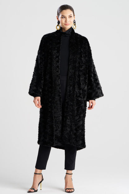 Astrakhan Faux Fur Coat Black Natori