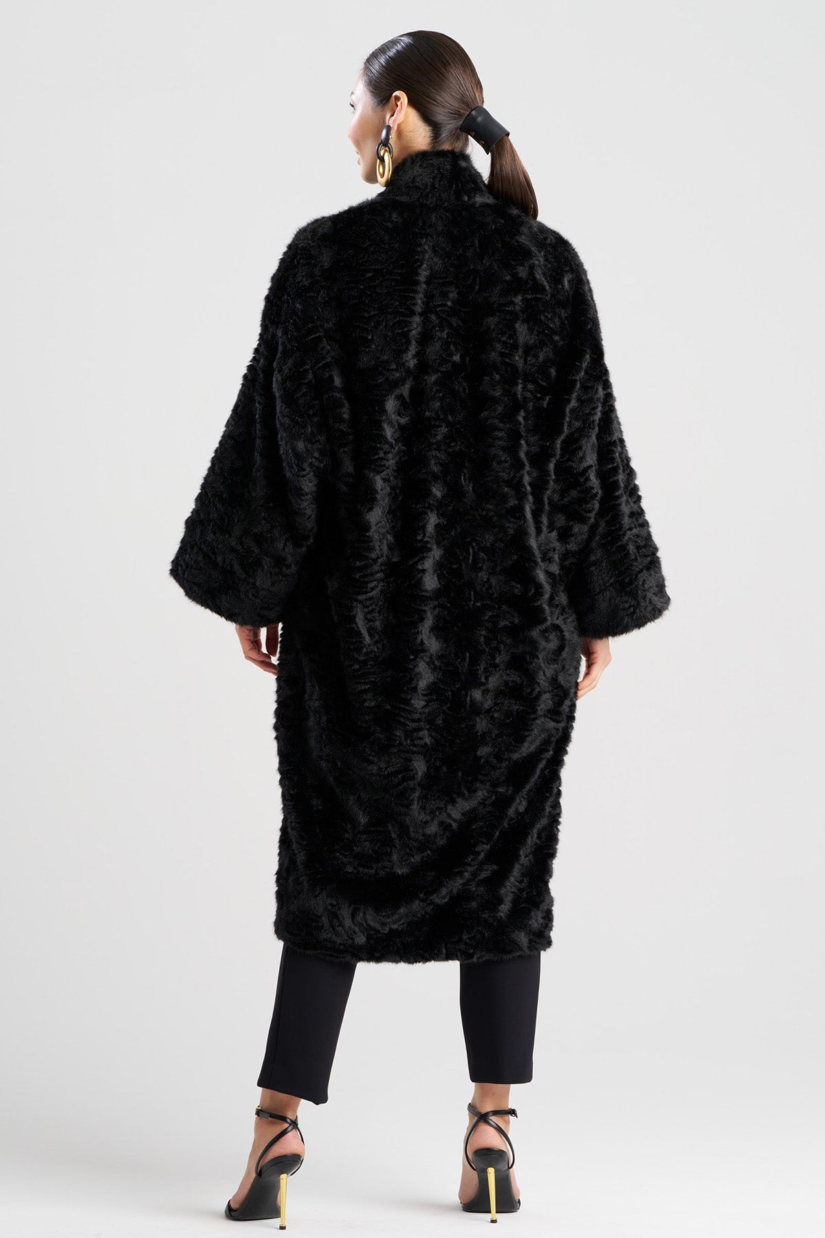 Astrakhan Faux Fur Coat Black Natori