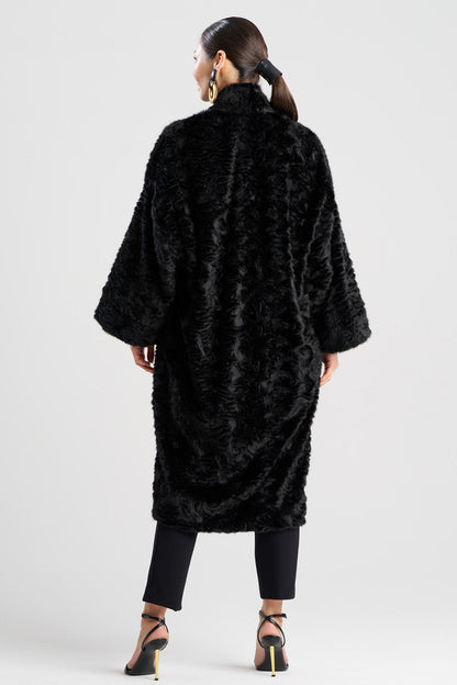 Astrakhan Faux Fur Coat Black Natori