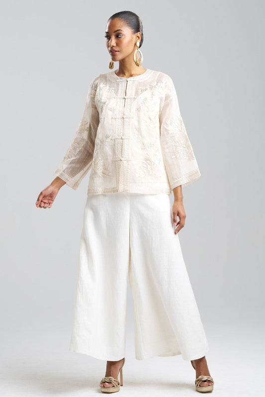 Buy Couture Piña Embroidered Mandarin Jacket in Natural Online Natural Natori