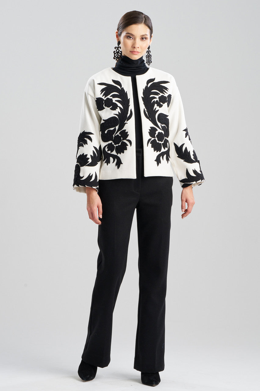 Buy Felt Embroidered Crop Jacket in Warm White Online Warm White Natori