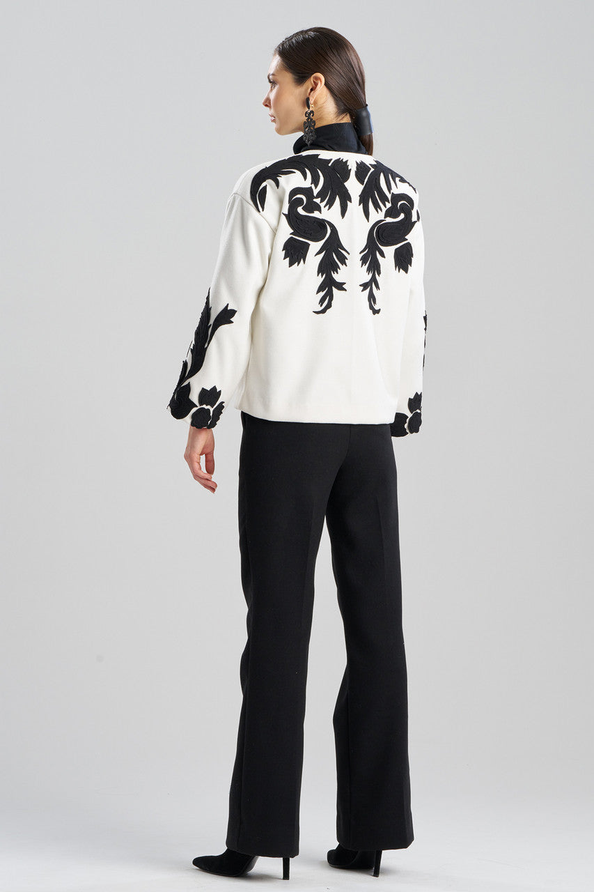 Buy Felt Embroidered Crop Jacket in Warm White Online Warm White Natori