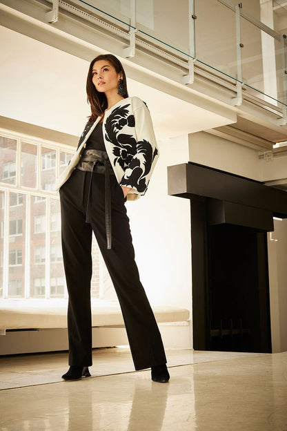 Buy Felt Embroidered Crop Jacket in Warm White Online Warm White Natori