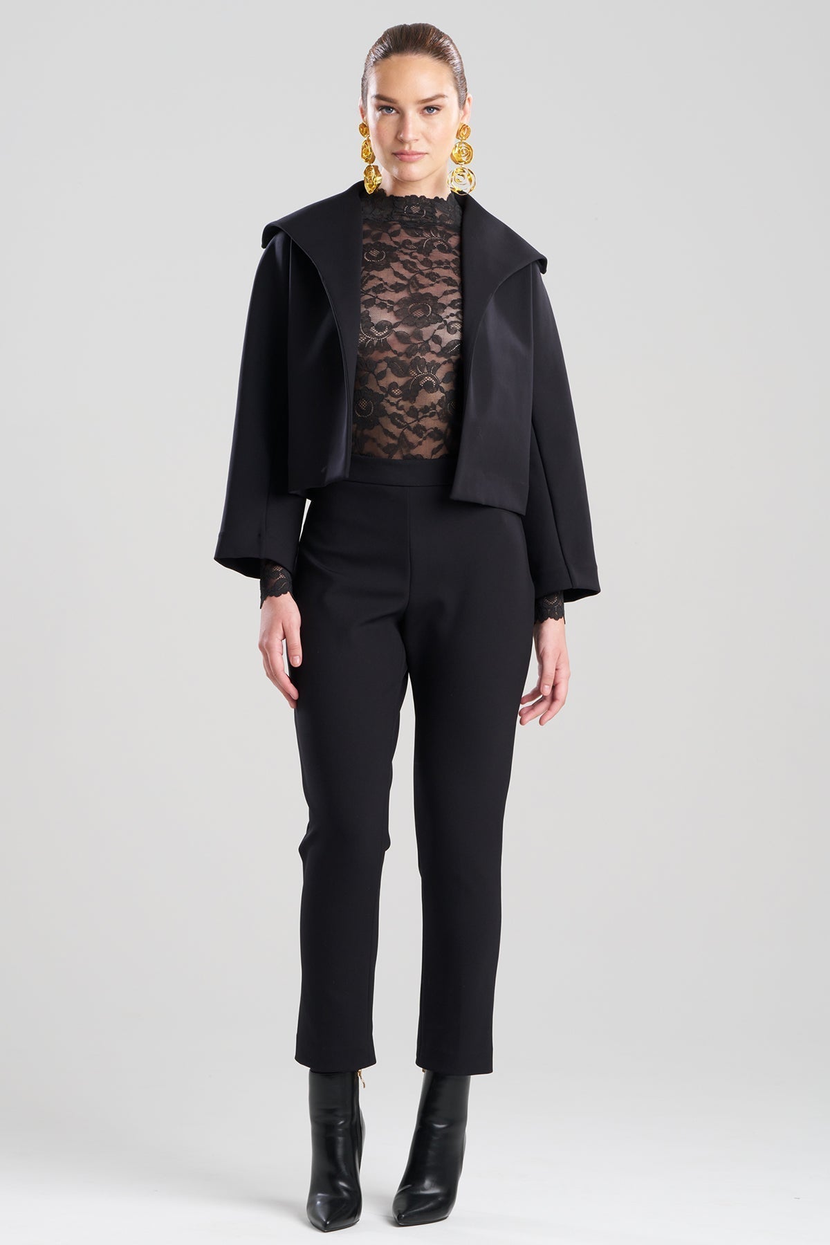 Techno Crepe Stand Collar Jacket Black Natori