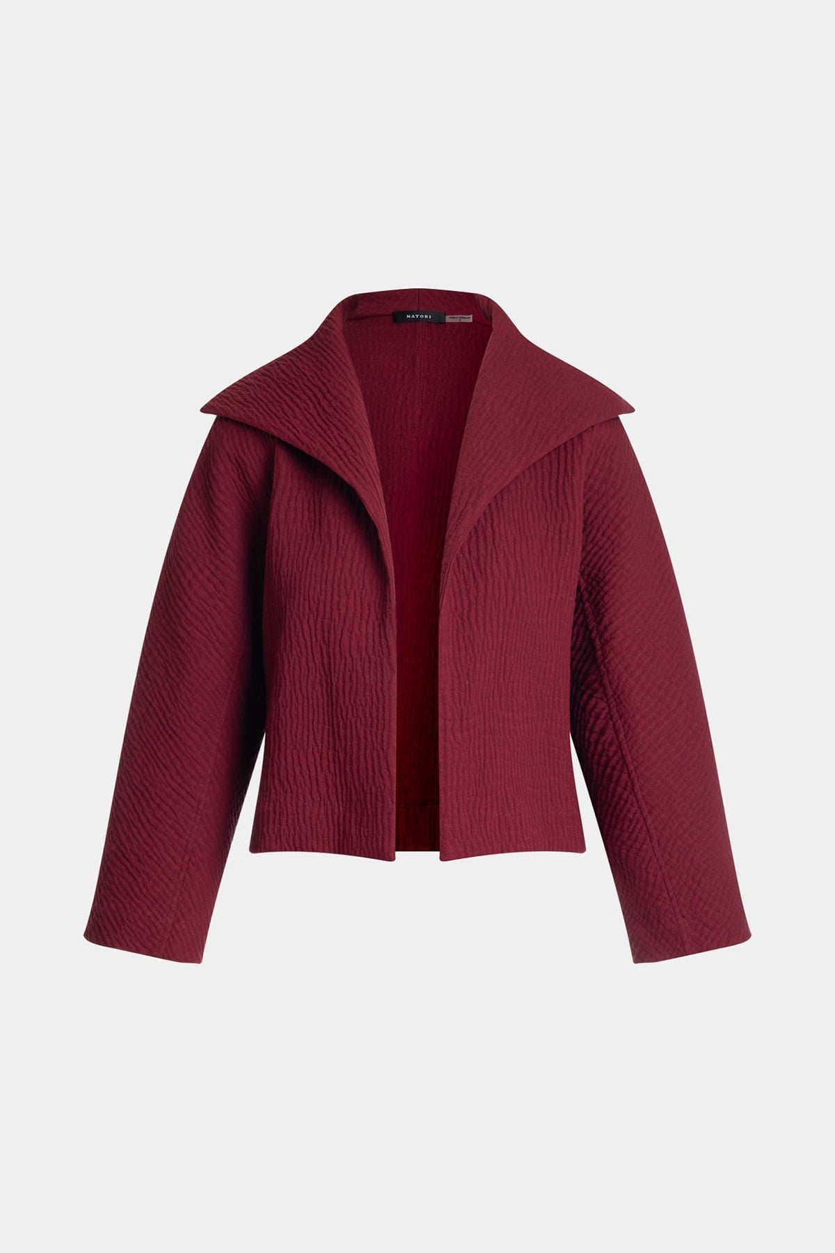 Textured Cotton Jacquard Stand Collar Jacket Ruby Natori