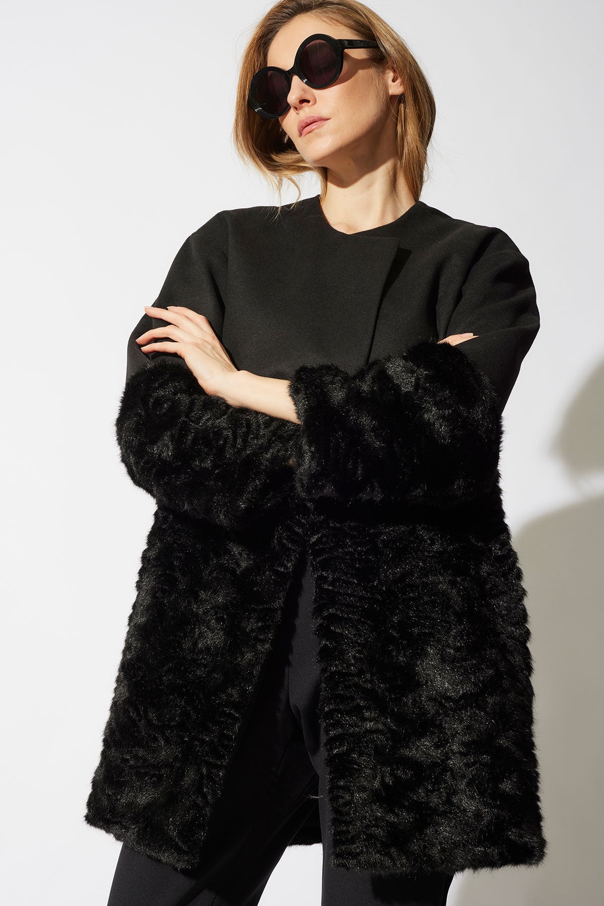 Felt Astrakhan Coat Black Natori