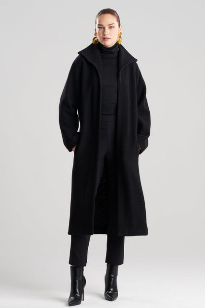 Boiled Wool Stand Collar Coat Black Natori