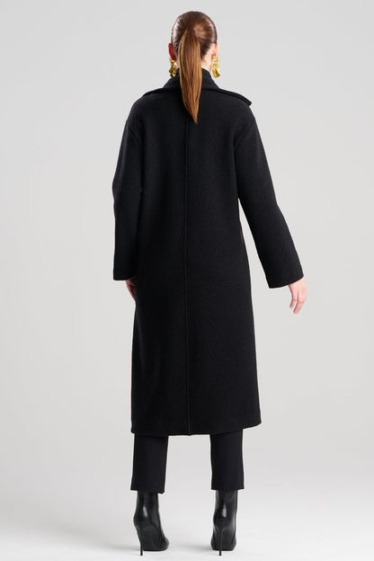 Boiled Wool Stand Collar Coat Black Natori