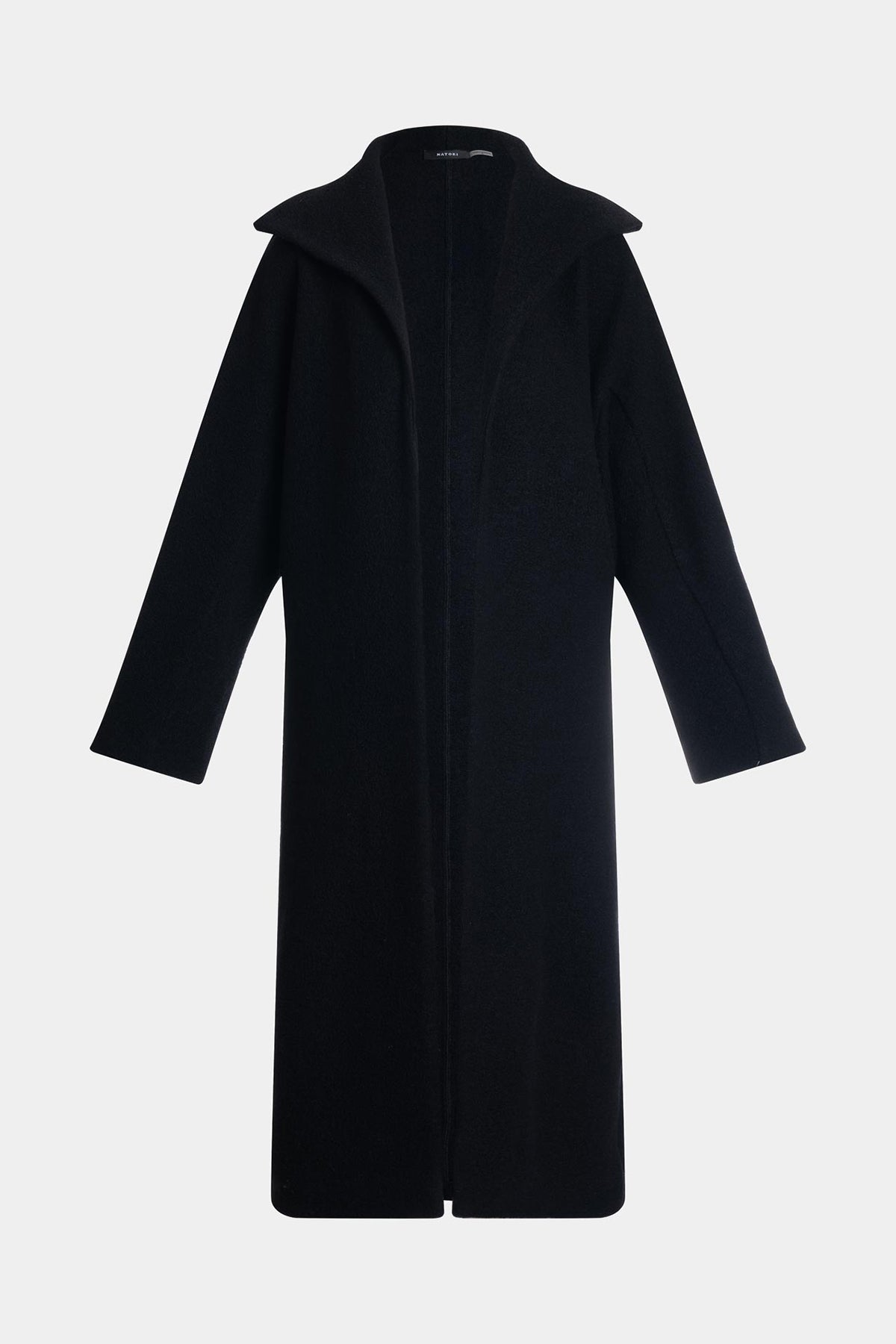 Boiled Wool Stand Collar Coat Black Natori