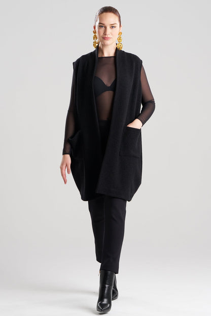 Boiled Wool Patch Pocket Vest Black Natori