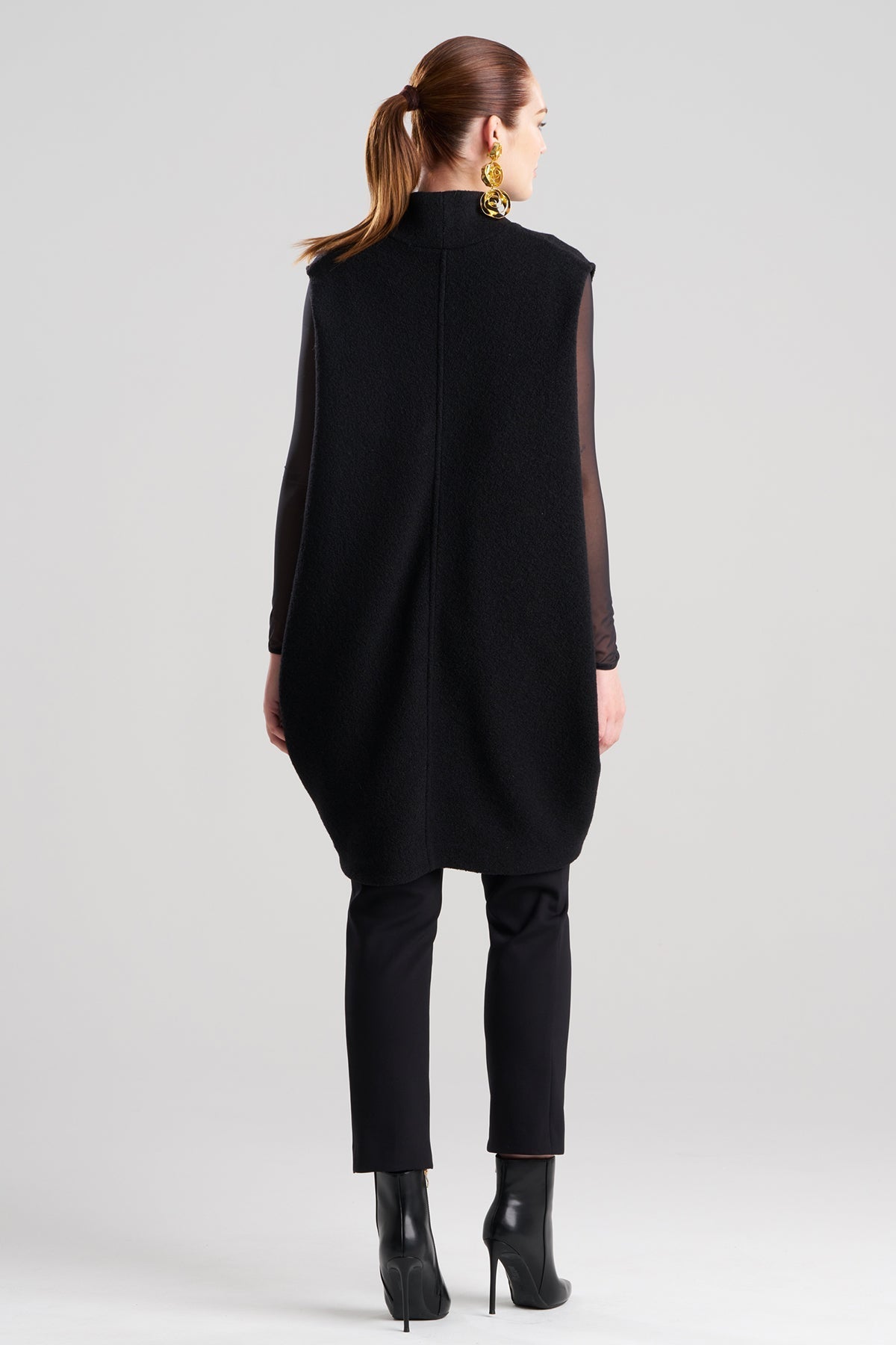 Boiled Wool Patch Pocket Vest Black Natori