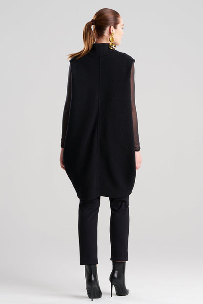 Boiled Wool Patch Pocket Vest Black Natori
