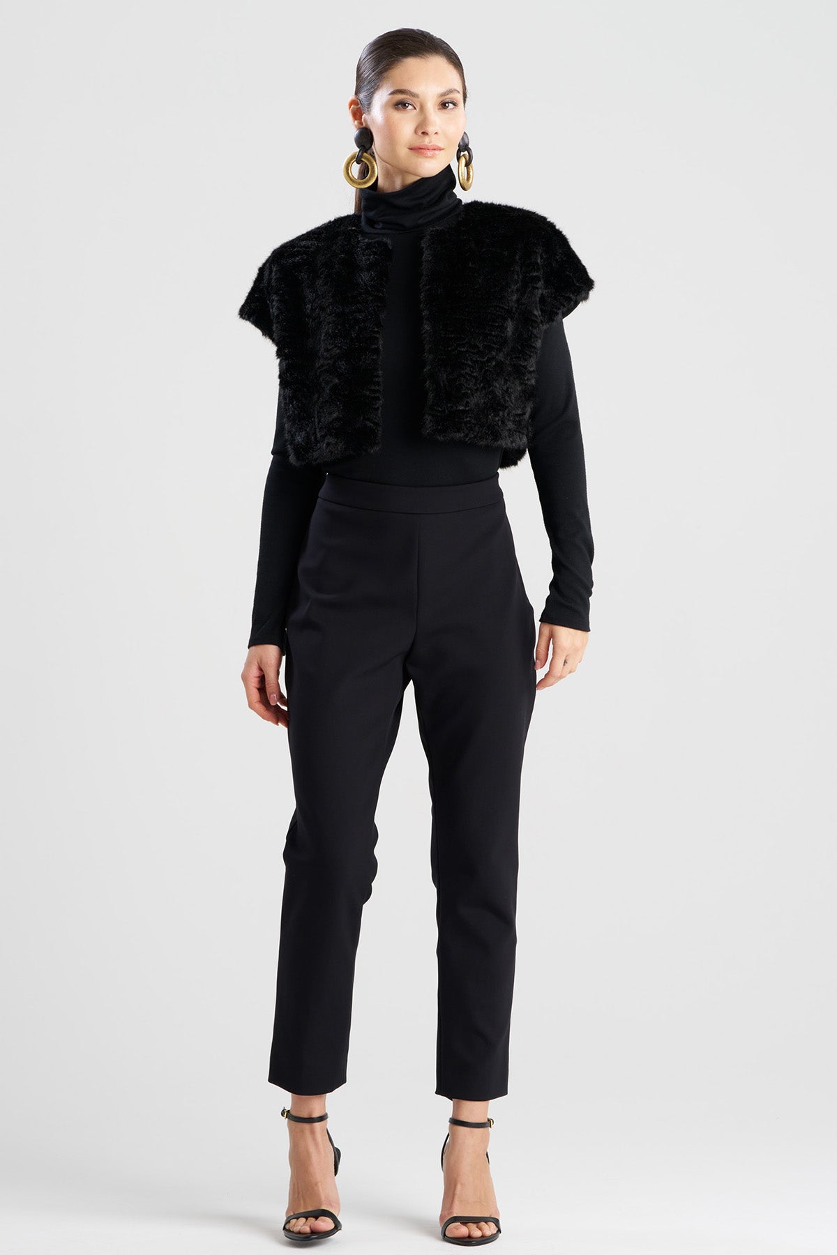 Astrakhan Faux Fur Bolero Black Natori