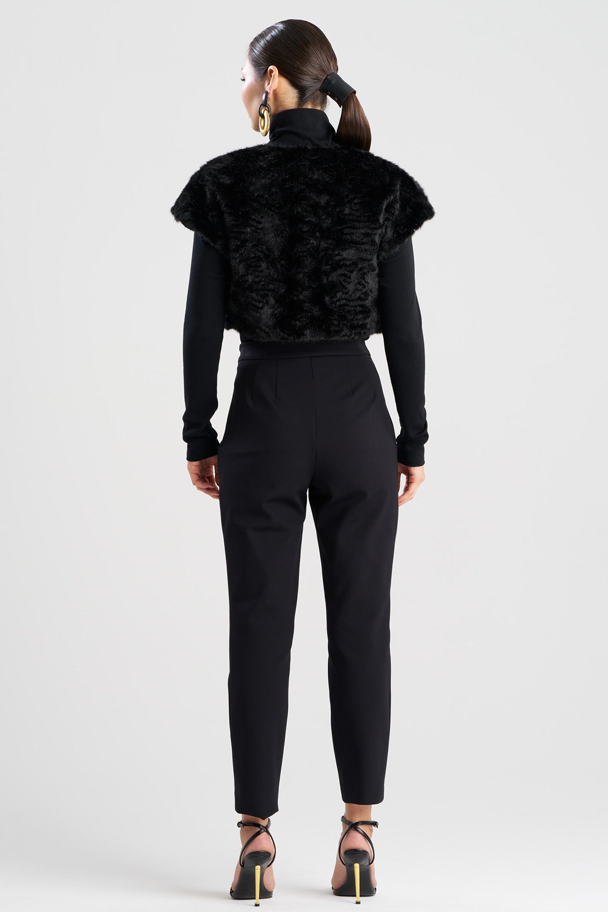 Astrakhan Faux Fur Bolero Black Natori
