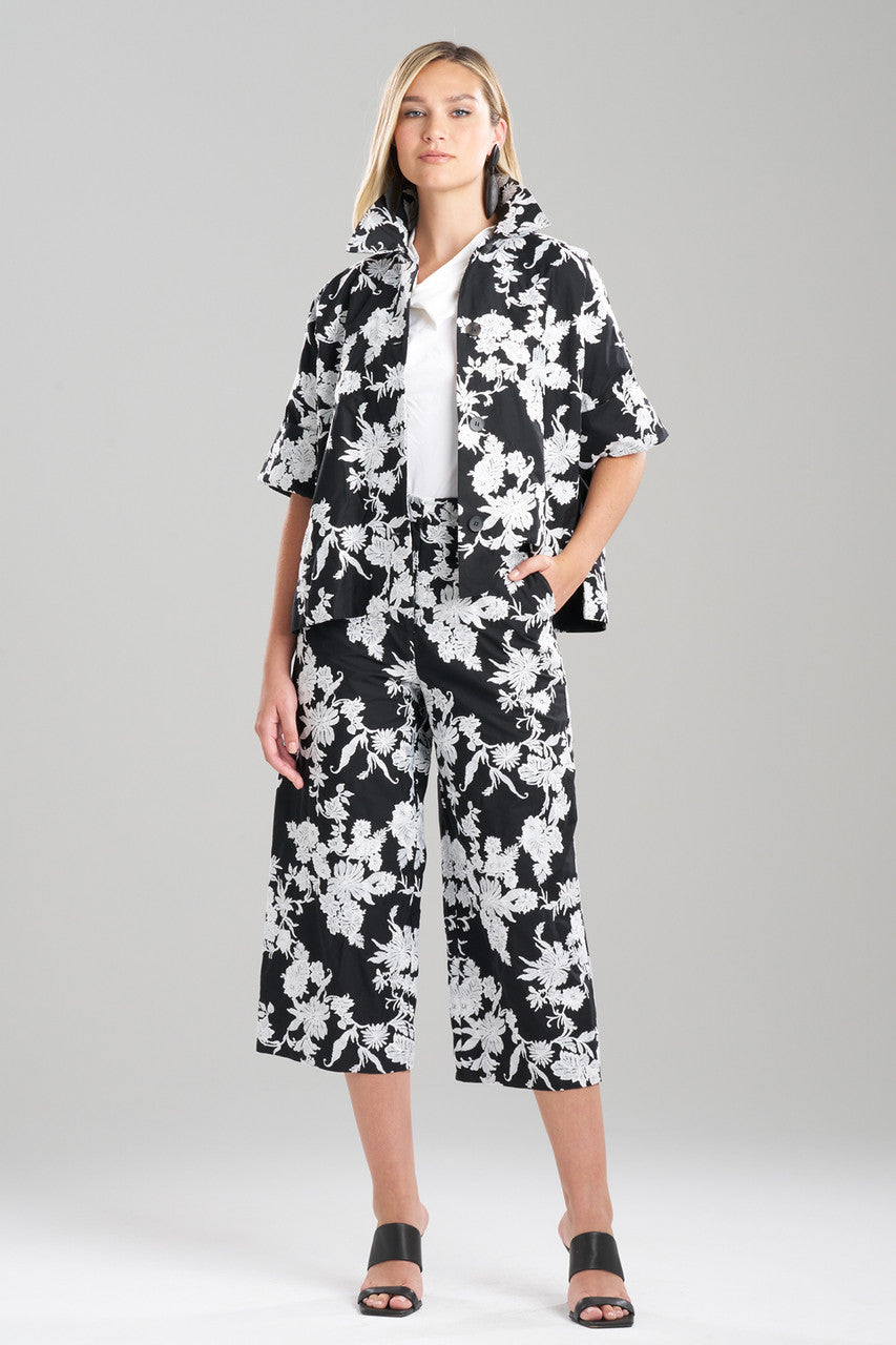 Buy Tangier Embroidered Cotton Jacket in Black/White Online Black/White Natori