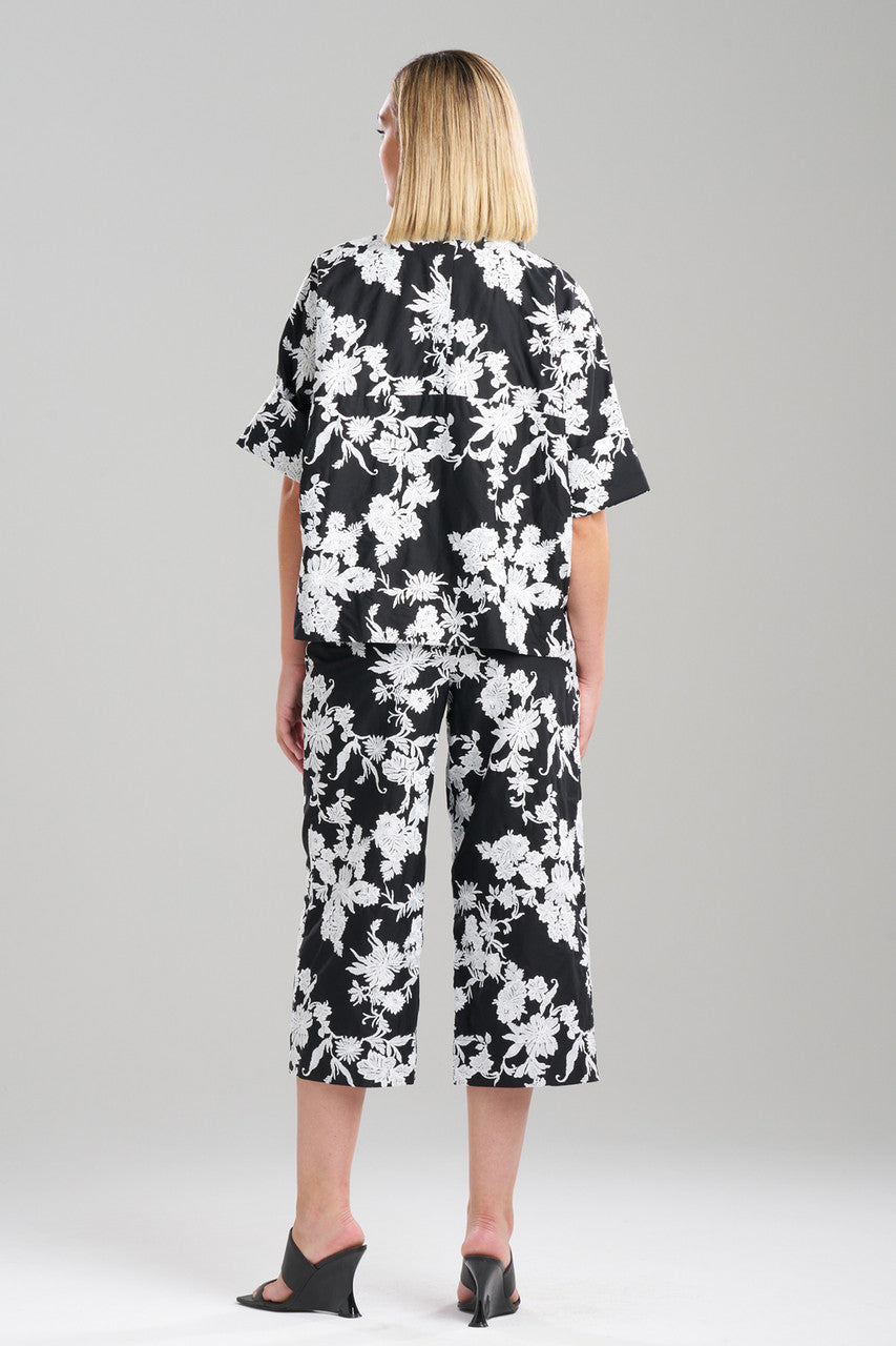 Buy Tangier Embroidered Cotton Jacket in Black/White Online Black/White Natori