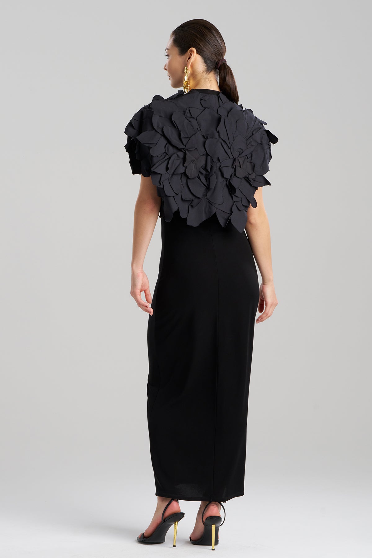 Tech Cotton Taffeta Embroidered Floral Bolero Black Natori