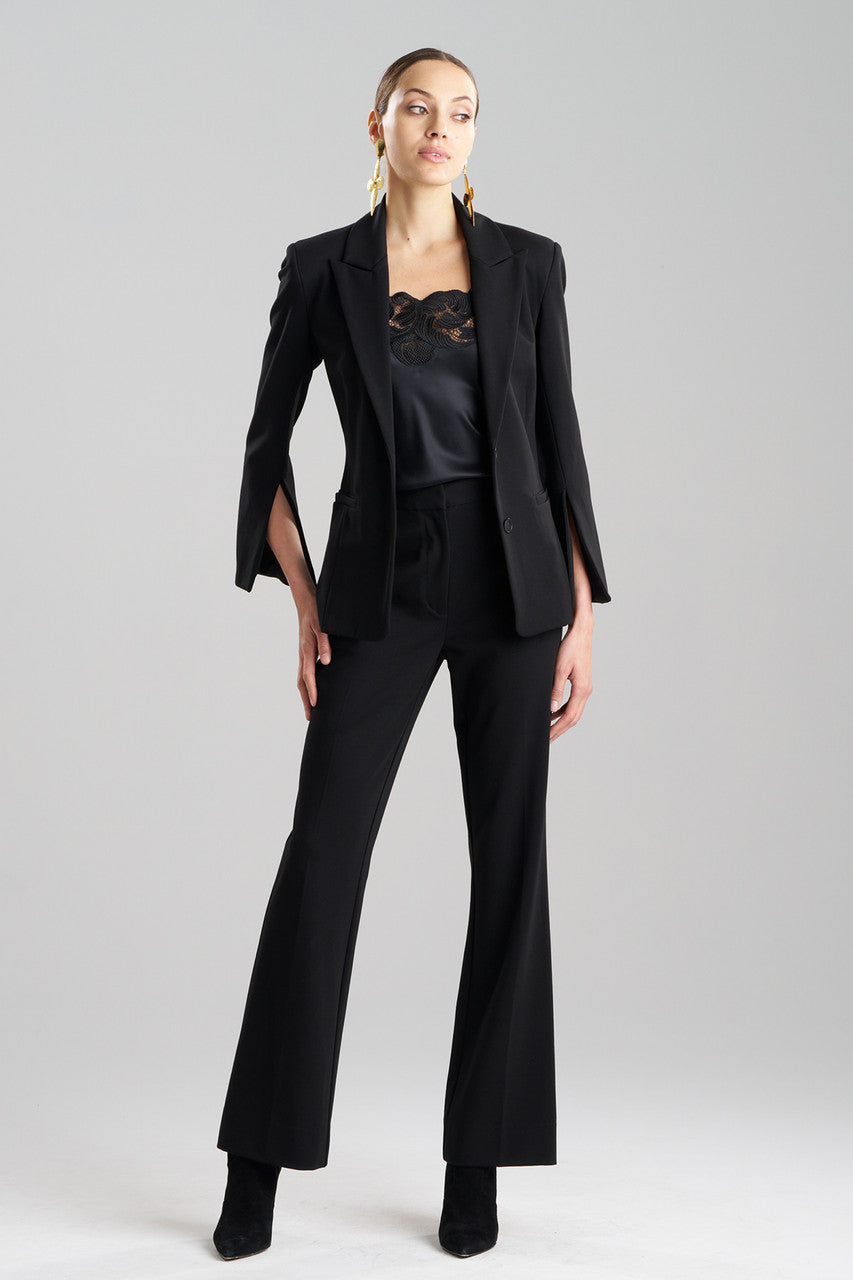 Buy Compact Knit Two Button Lapel Blazer in Black Online Black Natori