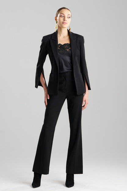 Buy Compact Knit Two Button Lapel Blazer in Black Online Black Natori