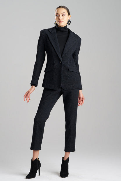 Buy Textured Cotton Jacquard Jacket in Black Online Black Natori
