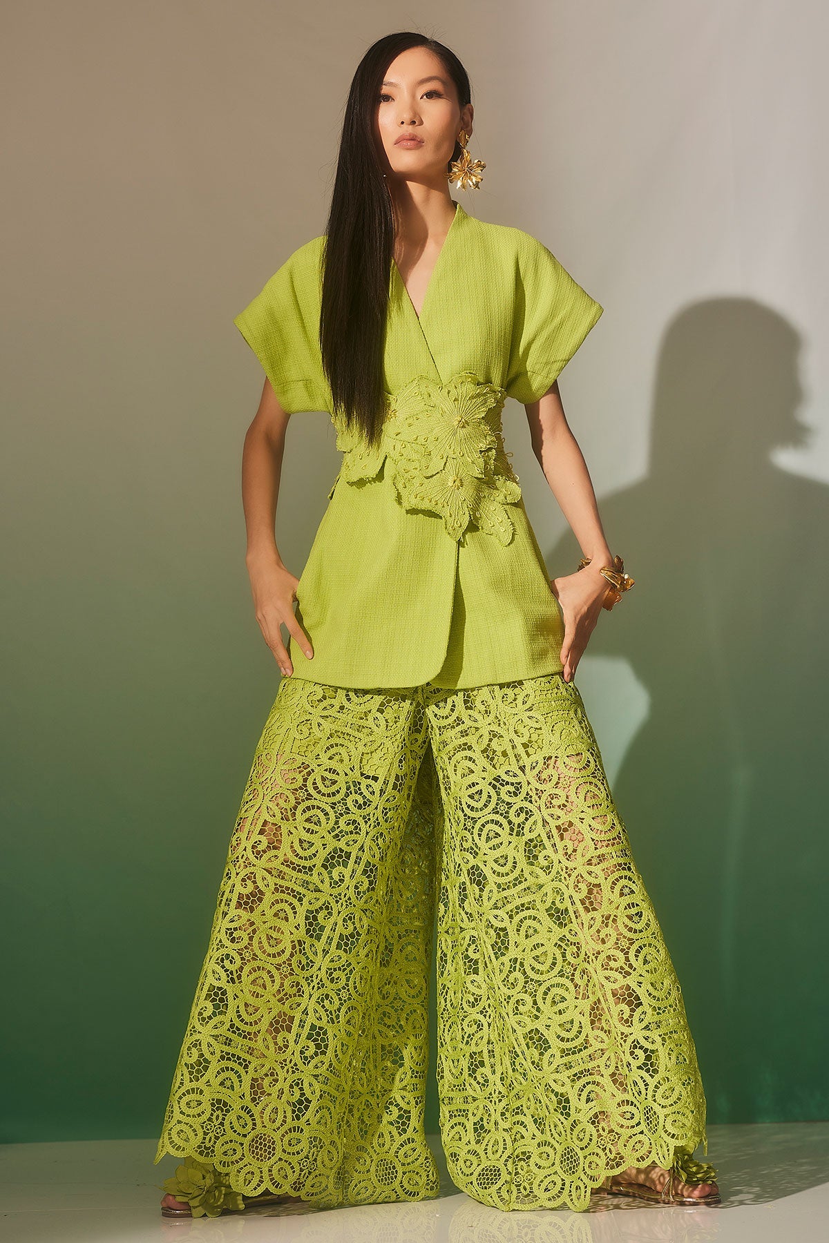 Basketweave Cotton Kimono Jacket Pear Natori