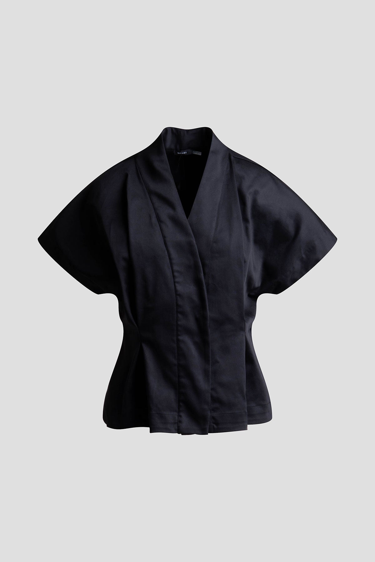 Cotton Chino Pleated Cap Sleeve Jacket Black Natori