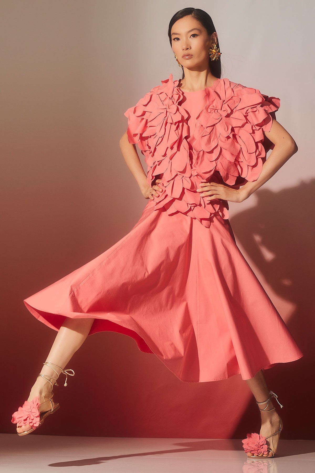 Tech Cotton Taffeta Embroidered Floral Bolero Flamingo Pink Natori