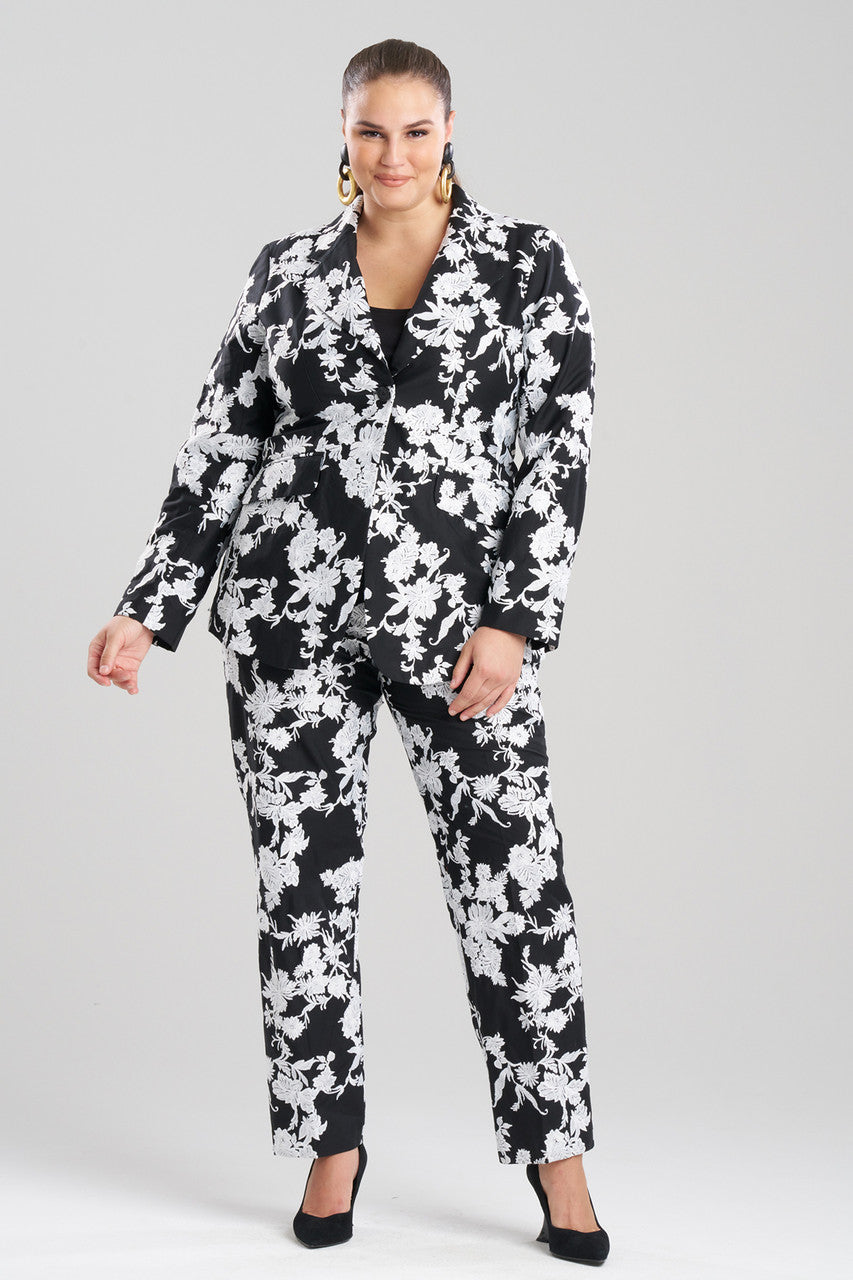 Buy Tangier Embroidered Cotton Tailored Blazer in Black/White Online Black/White Natori