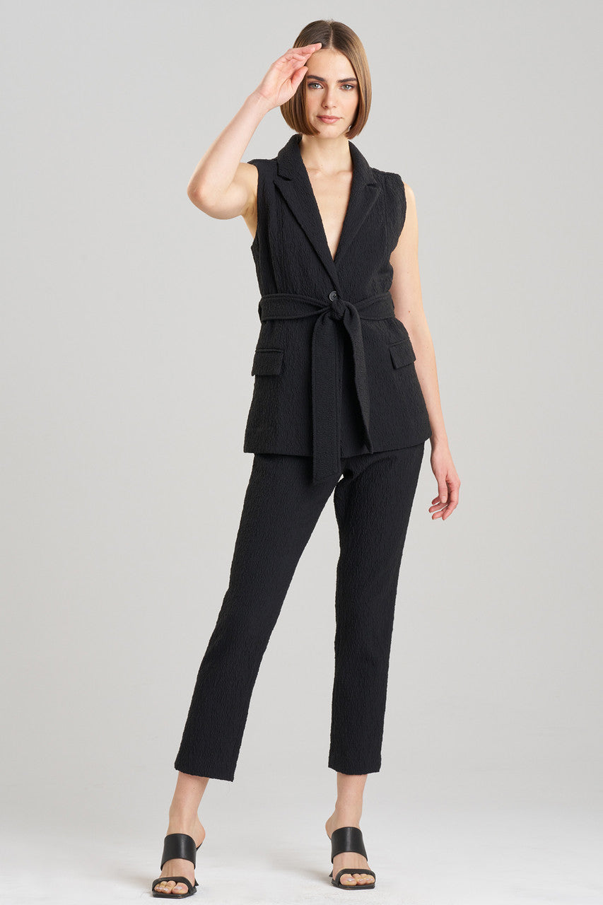Buy Stretch Texture Jacquard Sleeveless Jacket in Black Online Black Natori