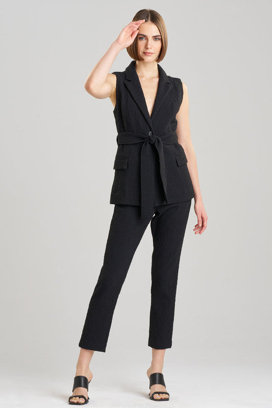 Buy Stretch Texture Jacquard Sleeveless Jacket in Black Online Black Natori