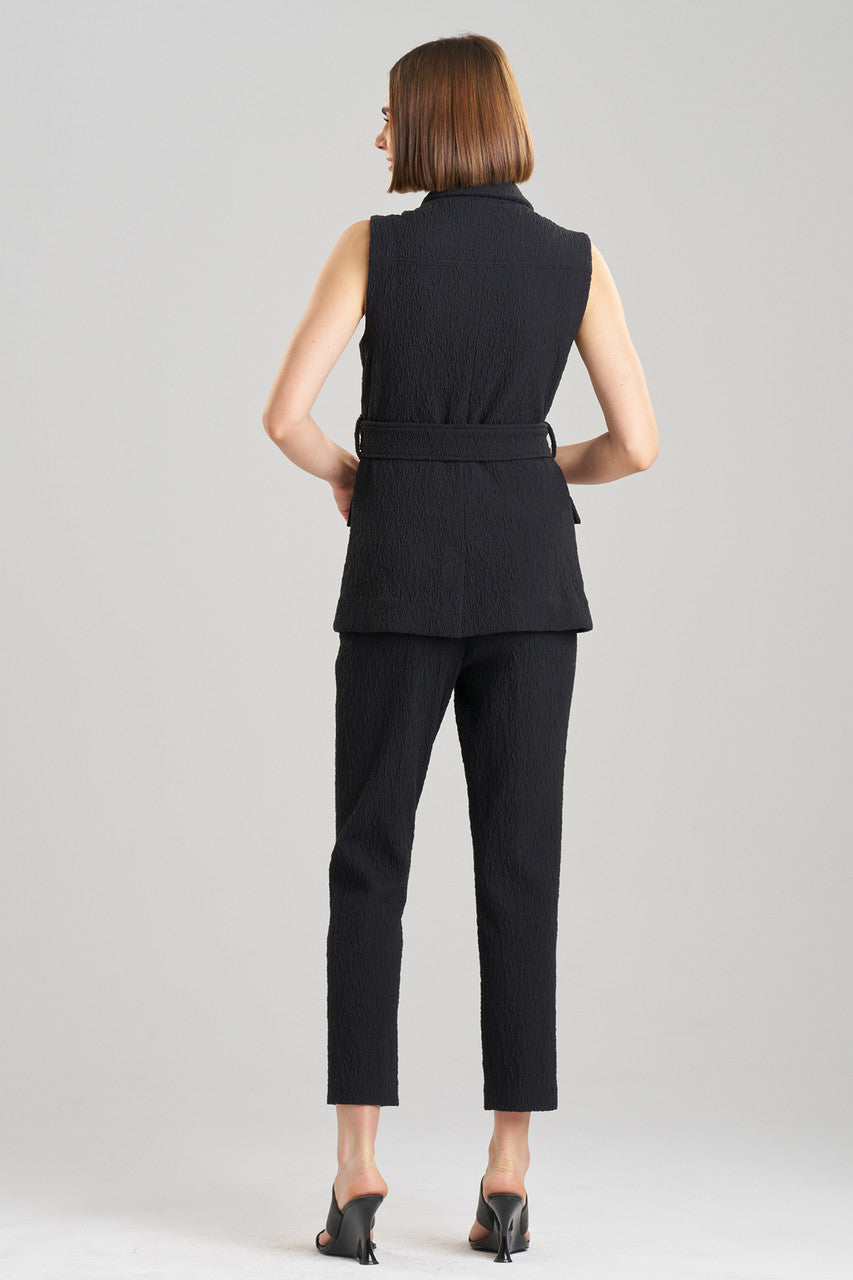 Buy Stretch Texture Jacquard Sleeveless Jacket in Black Online Black Natori