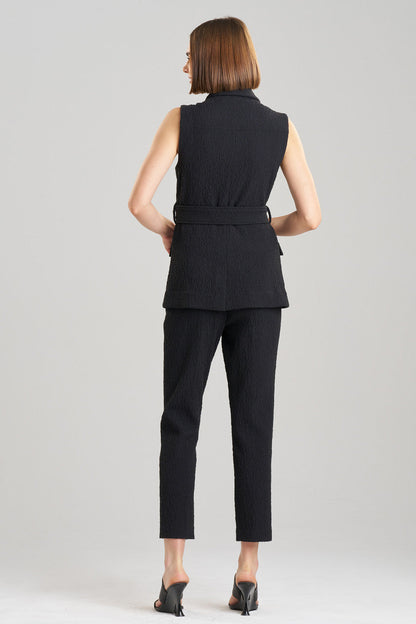Buy Stretch Texture Jacquard Sleeveless Jacket in Black Online Black Natori