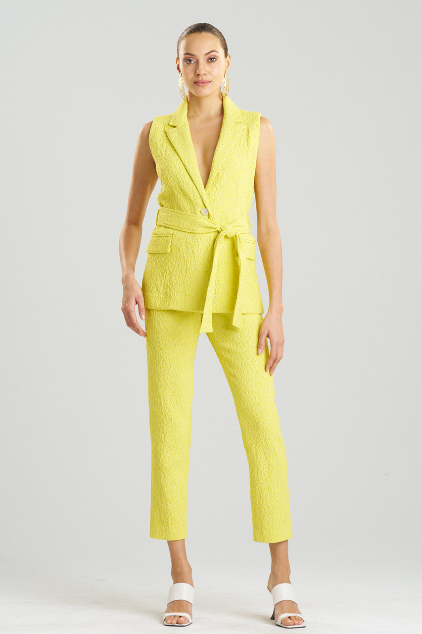 Buy Stretch Texture Jacquard Sleeveless Jacket in Limoncello Online Limoncello Natori
