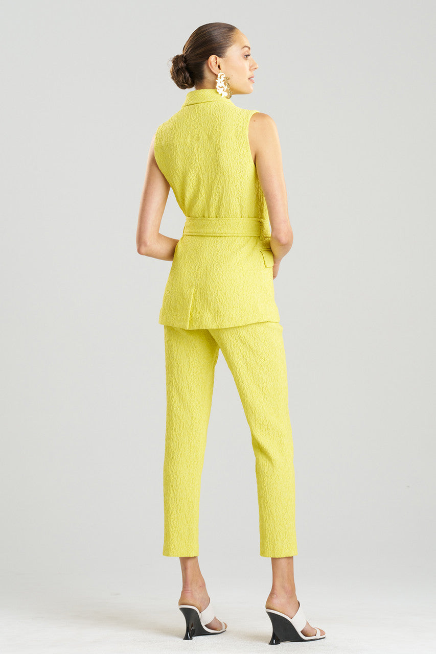 Buy Stretch Texture Jacquard Sleeveless Jacket in Limoncello Online Limoncello Natori