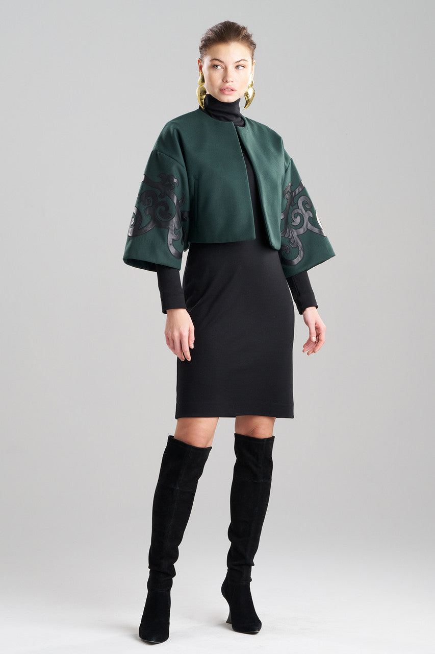 Buy Felt Embroidered Cropped Jacket in Bottle Green Online Bottle Green Natori
