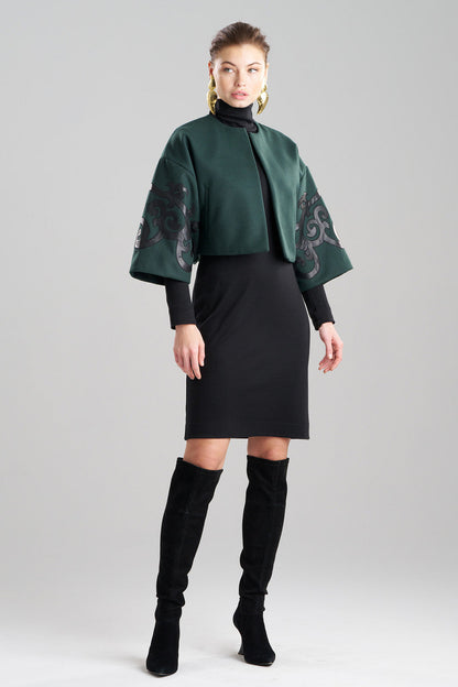 Buy Felt Embroidered Cropped Jacket in Bottle Green Online Bottle Green Natori