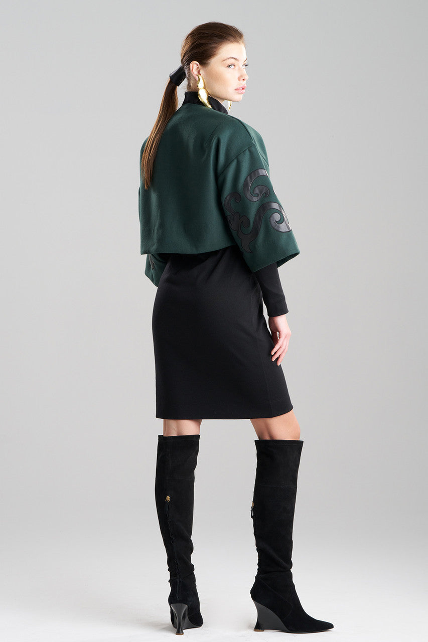 Buy Felt Embroidered Cropped Jacket in Bottle Green Online Bottle Green Natori