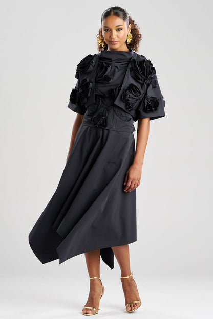 Tech Cotton Taffeta 3D Embroidered Bolero Black Natori