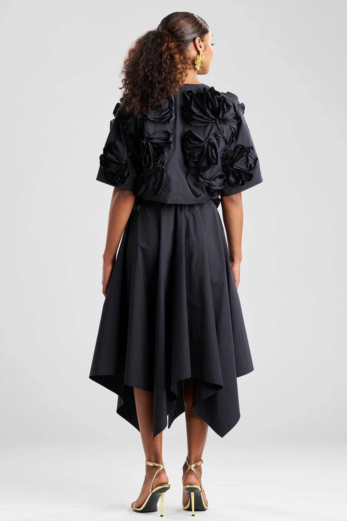 Tech Cotton Taffeta 3D Embroidered Bolero Black Natori