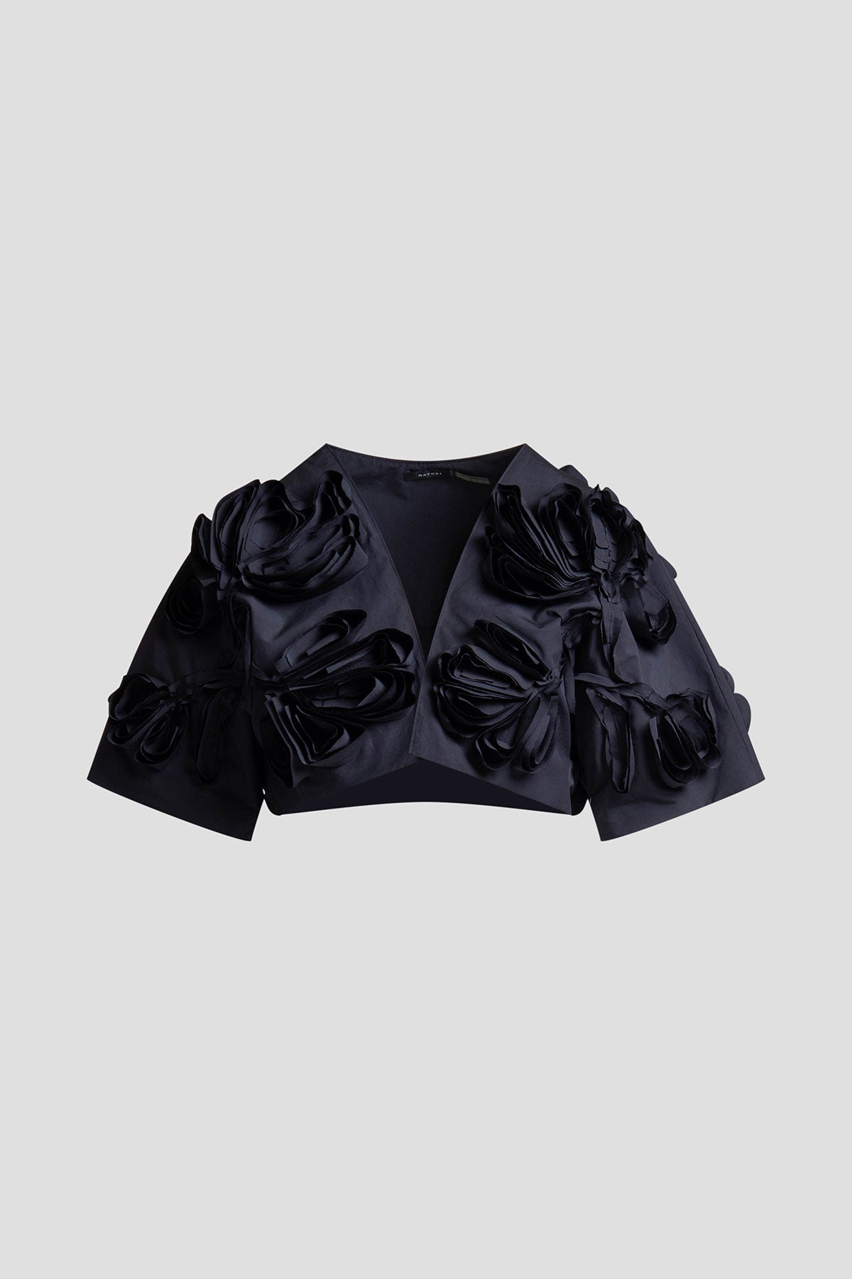Tech Cotton Taffeta 3D Embroidered Bolero Black Natori