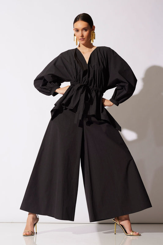 Tech Cotton Taffeta Voluminous Sleeve Jacket Black Natori