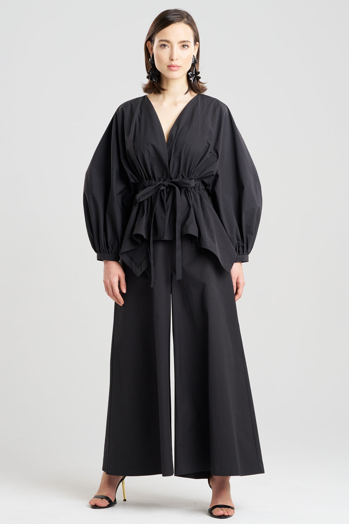 Tech Cotton Taffeta Voluminous Sleeve Jacket Black Natori