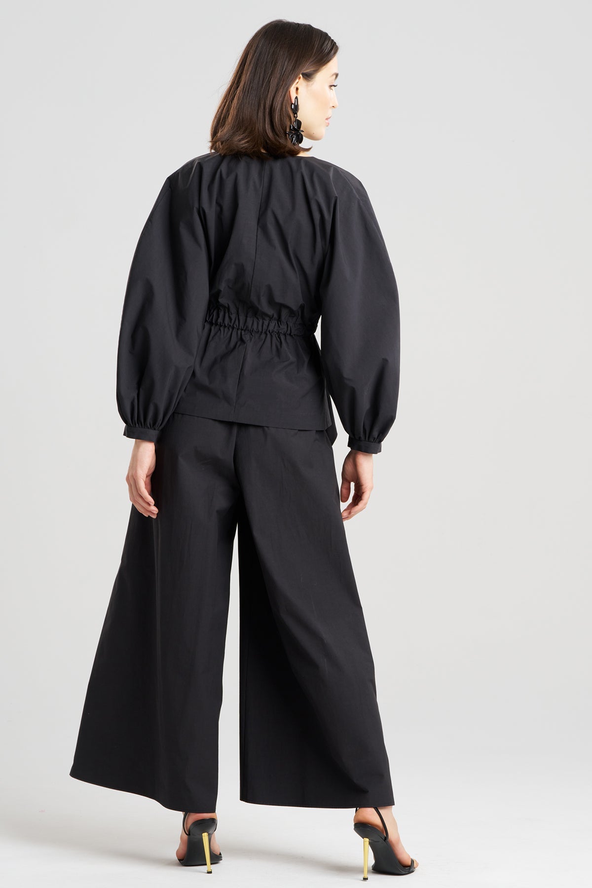 Tech Cotton Taffeta Voluminous Sleeve Jacket Black Natori