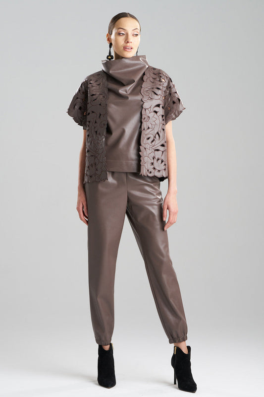 Buy Vegan Luxe Lambskin Embroidered Vest in Taupe Online Taupe Natori