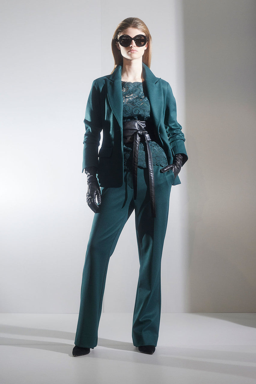 Buy Double Jersey Two Button Lapel Blazer in Bottle Green Online Bottle Green Natori
