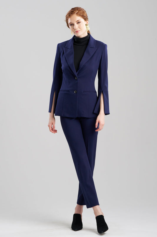 Compact Knit Two Button Lapel Blazer Midnight Navy Natori