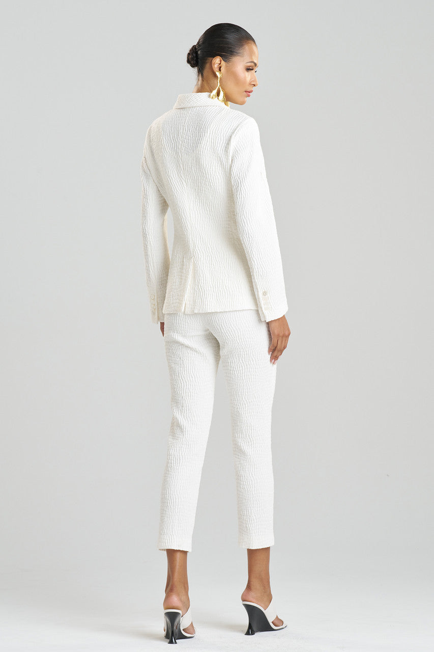 Buy Textured Cotton Jacquard Jacket in White Online White Natori