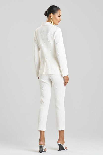 Buy Textured Cotton Jacquard Jacket in White Online White Natori